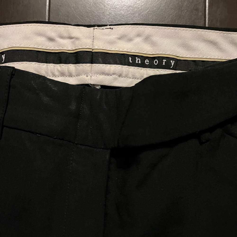 THEORY black slacks wool shiny full length